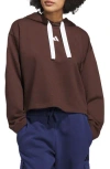 Adidas Originals Adidas Crop Fleece Hoodie In Brown