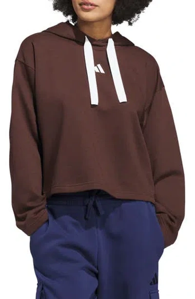 Adidas Originals Adidas Crop Fleece Hoodie In Brown