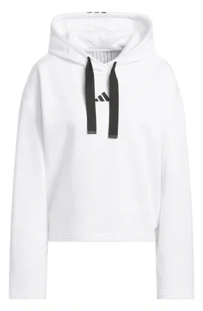 Adidas Originals Adidas Crop Fleece Hoodie In White