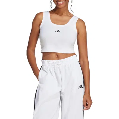Adidas Originals Adidas Cropped Stretch Cotton Tank In White