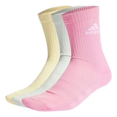 Adidas Originals Adidas Cushioned Crew Socks 'pink Green Yellow' In Multi