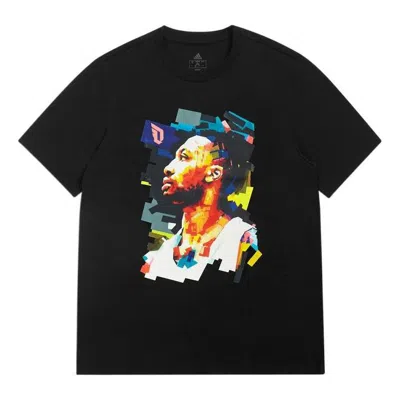 Adidas Originals Adidas Dame Icon Tee Logo Printing Round Neck Short Sleeve Black T-shirt