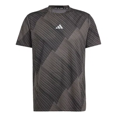 Adidas Originals Adidas Designed For Training Hiit Workout Heat.rdy Print T-shirt Asia Sizing 'charcoal Black' In Multi