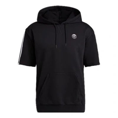 Adidas Originals Adidas Dm Ss Hoodle Casual Breathable Basketball Hooded Sports Short Sleeve Black