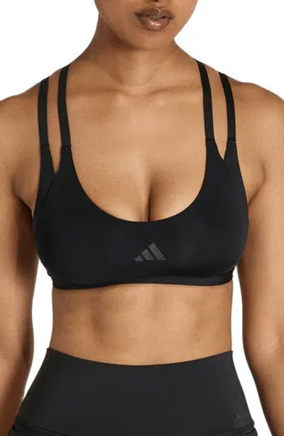 Adidas Originals Adidas Double Strap Low Impact Sports Bra In Black