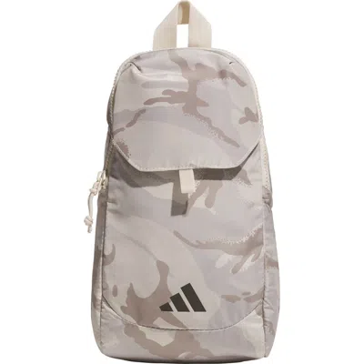 Adidas Originals Adidas Essentials 3 Sling Crossbody Bag In Camo Crystal Linen/ Beige