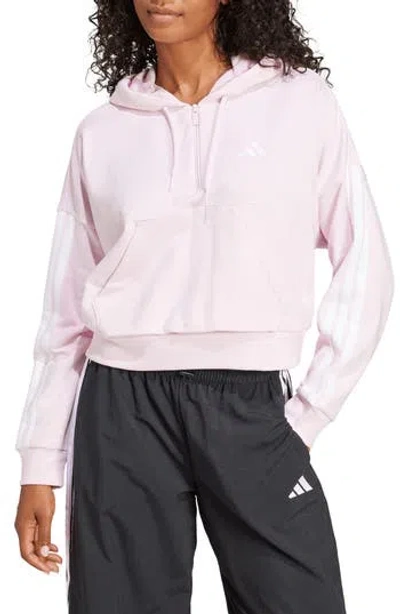 Adidas Originals Adidas Essentials 3-stripe Quarter Zip Sweatshirt In Pink