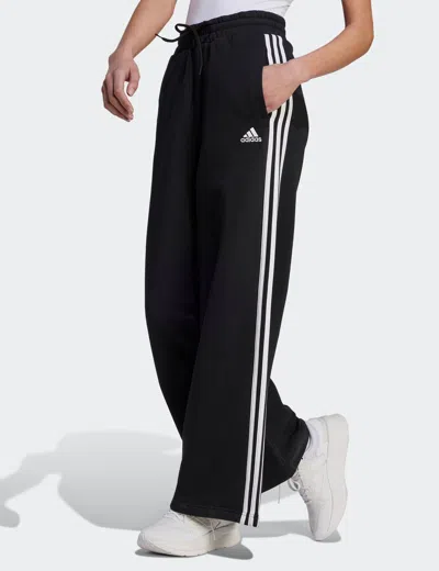 Adidas Originals Adidas Essentials 3-stripes French Terry Wide Joggers In Black