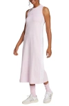Adidas Originals Adidas Essentials 3-stripes Racerback Midi Dress In Clear Pink/white