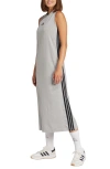 Adidas Originals Adidas Essentials 3-stripes Racerback Midi Dress In Medium Grey Heather/black