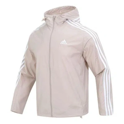 Adidas Originals Adidas Essentials 3-stripes Woven Windbreaker In Neutral