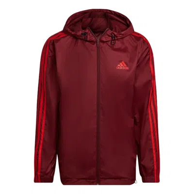 Adidas Originals Adidas Essentials 3-stripes Woven Windbreaker 'burgundy'