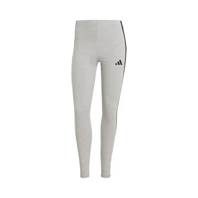 Pre-owned Adidas Originals Adidas Essentials 3-stripes Cotton Leggings 'medium Grey Heather / Black' | Women's Size L
