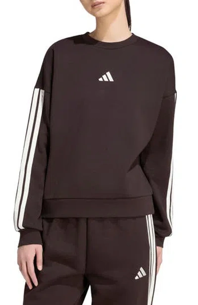 Adidas Originals Adidas Essentials 3-stripes Fleece Sweatshirt In Brown