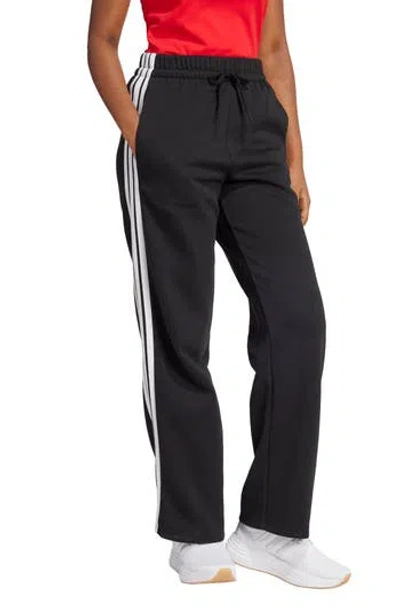 Adidas Originals Adidas Essentials 3-stripes Open Hem Fleece Pants In Black
