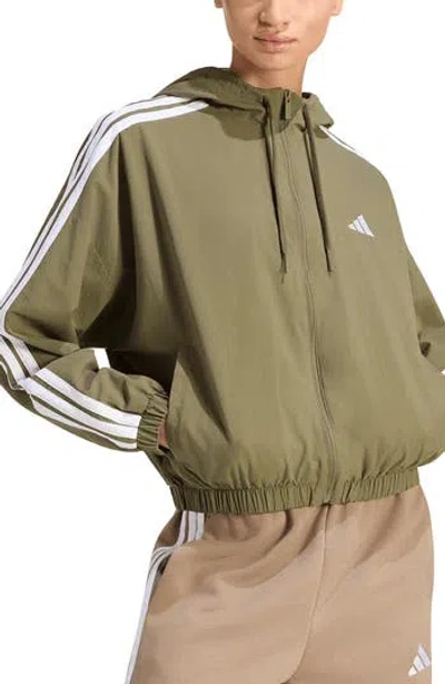 Adidas Originals Adidas Essentials 3-stripes Woven Windbreaker In Green