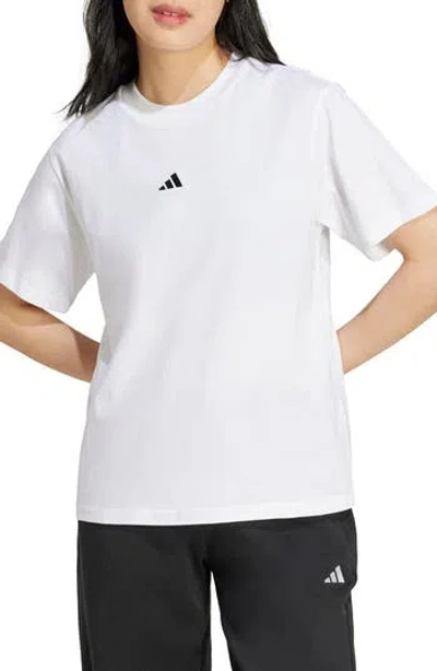 Adidas Originals Adidas Essentials Embroidered Logo Cotton T-shirt In White