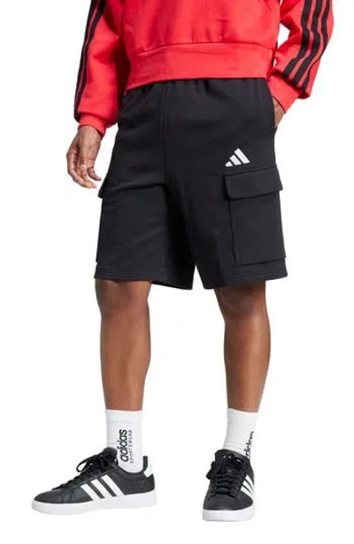 Adidas Originals Adidas Essentials Feel Cozy Cargo Shorts In Black/white
