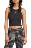 Adidas Originals Adidas Essentials Lifestyle Rib Crop Tank Top In Black