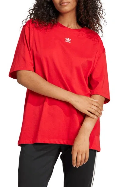 Adidas Originals Adidas Essentials Lifestyle Trefoil Logo Cotton T-shirt In Better Scarlet