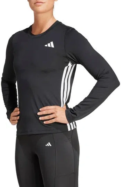 Adidas Originals Adidas Essentials Long Sleeve 3-stripes Workout Top In Black