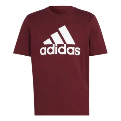 Adidas Originals Adidas Essentials Single Jersey Big Logo T-shirt 'burgundy' In Red
