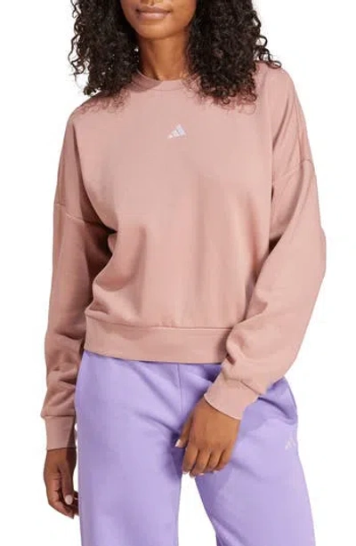Adidas Originals Adidas Essentials Small Logo Feel Sweatshirt In Warm Clay/white