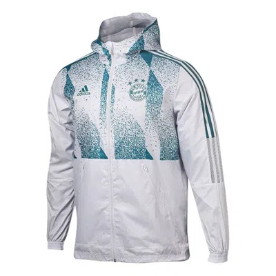 Adidas Originals Kids' Adidas Fcb Windbrk Bayern Munich Soccer/football Training Sports Hooded Jacket White In Silver