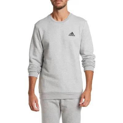 Adidas Originals Adidas Feel Cozy Pullover Fleece Sweatshirt In Medium Grey Heather/black