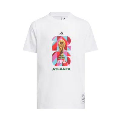 Pre-owned Adidas Originals Adidas Fifa World Cup 26 Host City Atlanta Graphic T-shirt 'white' | Kid's Size L