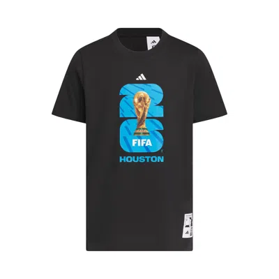 Pre-owned Adidas Originals Adidas Fifa World Cup 26 Host City Houston Graphic T-shirt 'black' | Kid's Size M