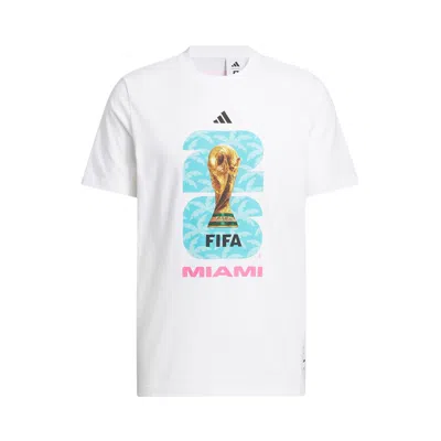 Pre-owned Adidas Originals Adidas Fifa World Cup 26 Host City Miami Graphic T-shirt 'white' | Men's Size Xxl