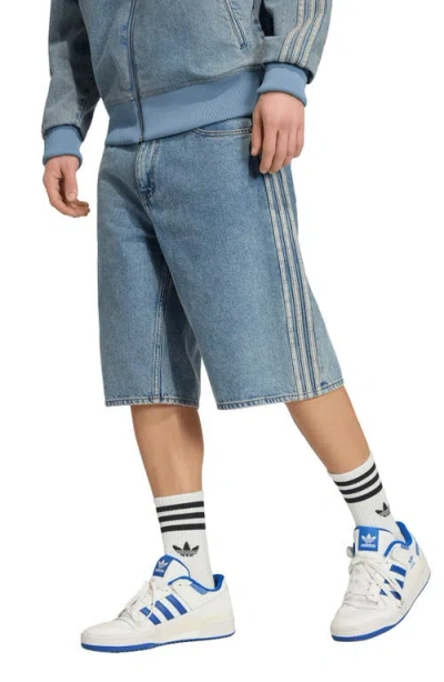 Adidas Originals Adidas Firebird Shorts In Worn Blue Denim