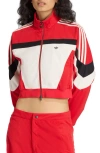 Adidas Originals Adidas Fleece Crop Track Jacket In Red