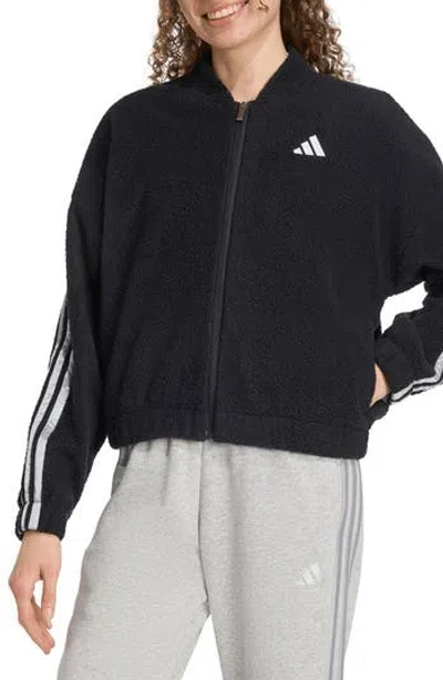Adidas Originals Adidas Fleece Zip Jacket In Black