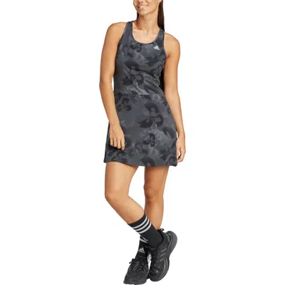 Adidas Originals Adidas Floral Print Racerback Dress In Grey Five/carbon/black