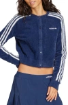 Adidas Originals Indigo Fluffy Knitted Cardigan In Blue