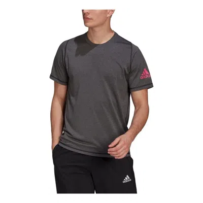 Adidas Originals Adidas Freelift Ultimate Aeroready Designed 2 Move Sport T-shirt 'black Melange Pink' In Gray