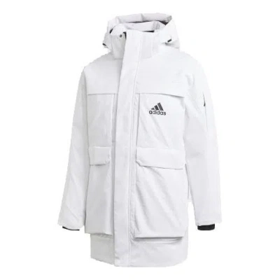 Adidas Originals Adidas Full-length Zipper Cardigan Multiple Pockets Down Jacket Couple Style White