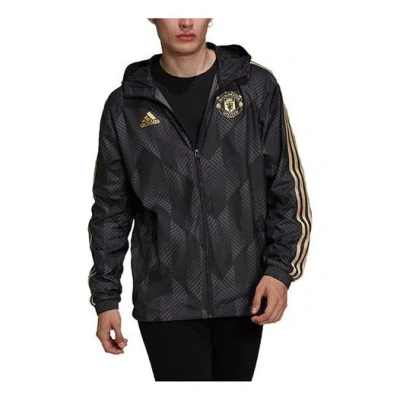 Adidas Originals Adidas Full Print Geometry Pattern Stripe Printing Logo Hooded Jacket Black