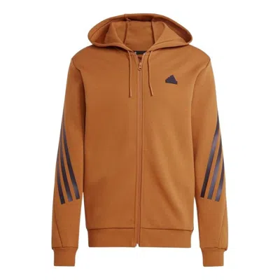 Adidas Originals Adidas Future Icons 3-stripes Full-zip Hoodie 'bronze Strata' In Brown