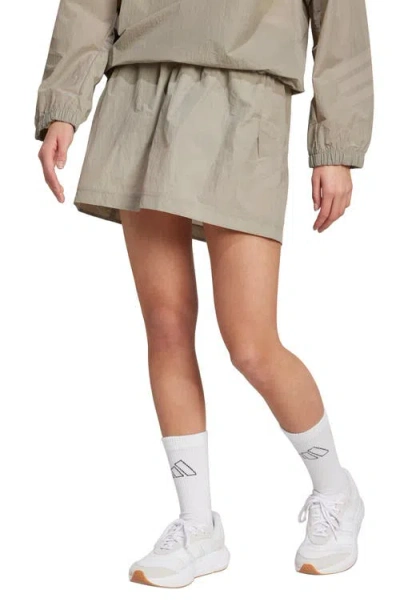 Adidas Originals Adidas Future Icons 3-stripes Woven Miniskirt In Putty Beige
