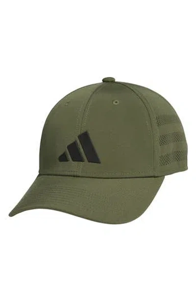Adidas Originals Adidas Gameday 4 Aeroready Stretch Fit Baseball Cap In Olive Strata/black