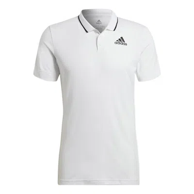 Adidas Originals Adidas Gameset Solid Color Logo Micro Mark Tennis Sports Short Sleeve Polo Shirt White
