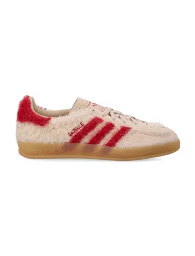 Adidas Originals Adidas Gazelle Bold Beige And Red Knit Sneakers In Neutral
