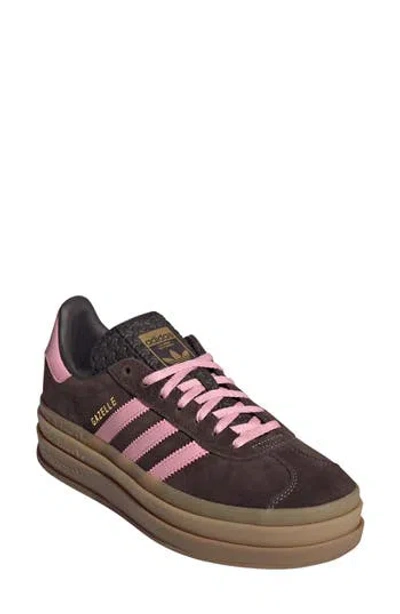 Adidas Originals Adidas Gazelle Bold Platform Sneaker In Aurora Coffee/ Pink/ Gold
