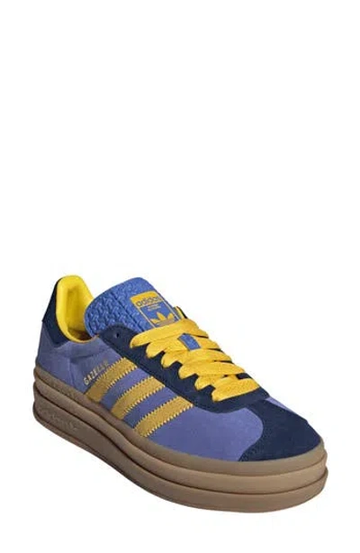 Adidas Originals Adidas Gazelle Bold Platform Sneaker In Indigo/ Eqt Yellow/ Lilac