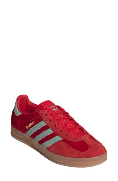 Adidas Originals Gazelle Indoor Velvet Low-top Sneakers In Red