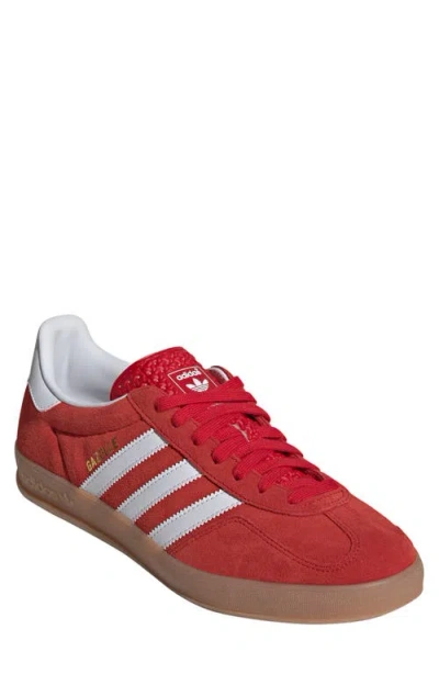 Adidas Originals Gazelle Indoor Sneaker In Better Scarlet/white/gum
