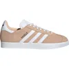 Adidas Originals Striped Flat Sole Round Toe Suede Sneakers In Halo Blush/white/black